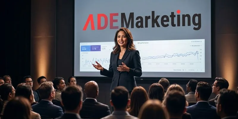 Adam Yong speaking at a search marketing event