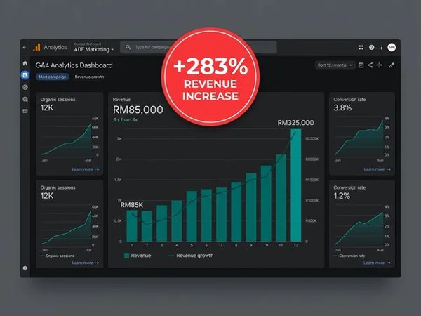 Analytics showing 283% revenue growth for travel brand