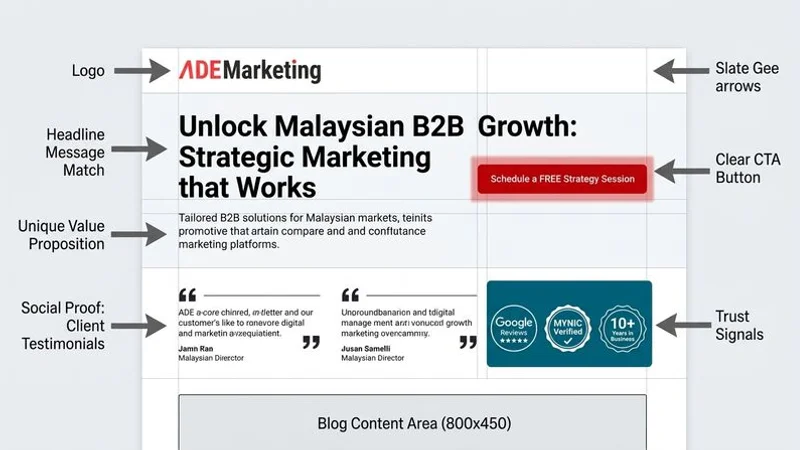 Screenshot of an optimised Google Ads landing page for a Malaysian business showing message match hero section trust signals and conversion elements